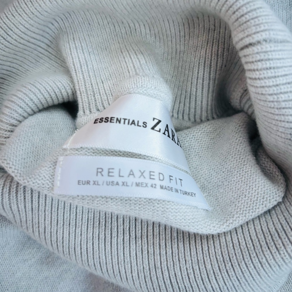 ZARA Essentials Light Grey Relaxed Fit Turtleneck Sweater XL - Picture 5 of 14